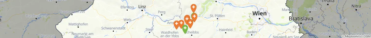 Kartenansicht für Apotheken-Notdienste in der Nähe von Hofamt Priel (Melk, Niederösterreich)
